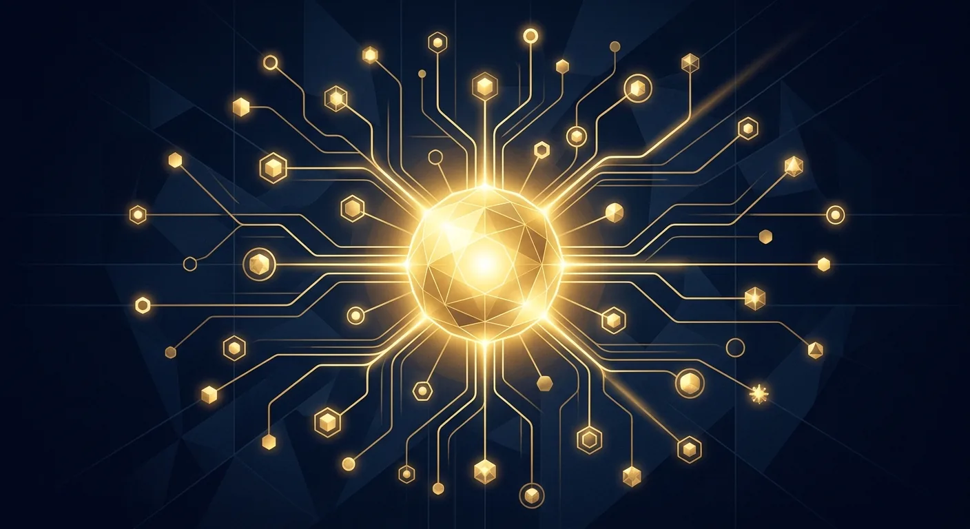 A single glowing hub connected to multiple smaller nodes on a dark network diagram, illustrating a company routing its AI agents through one consolidated platform